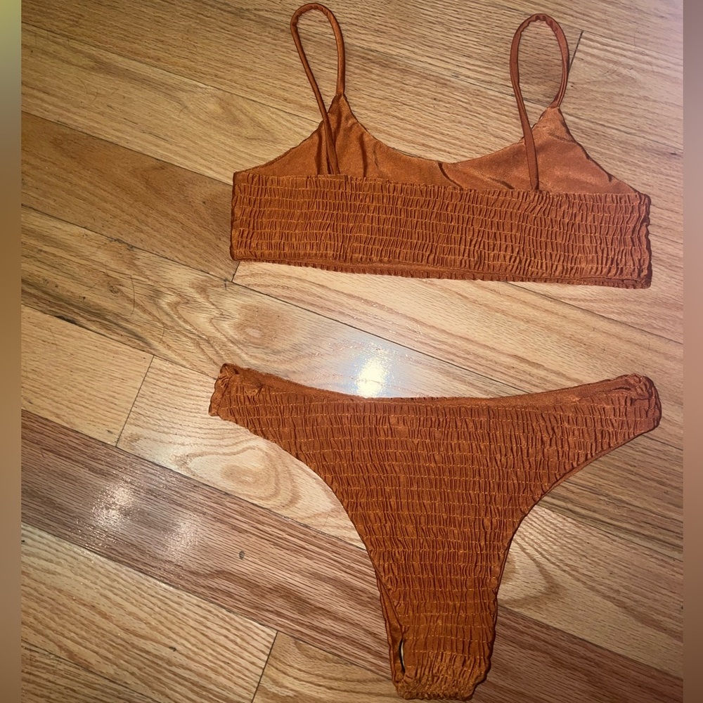 Copper/Rust-Colored Textured Bikini - Picture 2 of 5